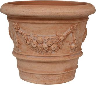 Biscottini International Jarr&oacute;n Redondo De Terracota Maceta Exterior 30x25 Cm Jardinera De Jard&iacute;n Hecho A Mano Made Italy Florero Redondo Para Balc&oacute;n