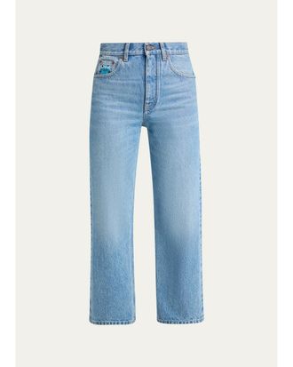 Chlo&eacute; Embroidered-Logo Straight Jeans