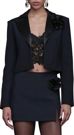 Avec Les Filles Crop Blazer in Navy - Black at Nordstrom, Size X-Small