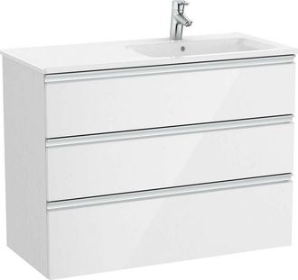 Roca Roca - Pack Unik mueble base de 3 cajones + lavabo a la derecha the gap Color: Blanco brillo