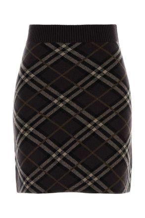 Burberry Embroidered Stretch Wool Blend Mini Skirt