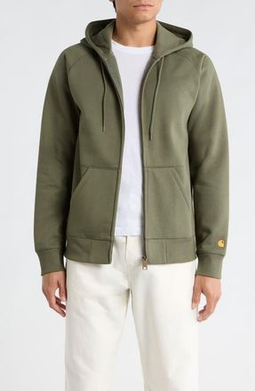 Carhartt Work in Progress Chase Cotton Blend Zip-Up Hoodie in Leaf /Gold at Nordstrom, Size Xx-Large