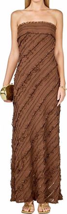 endless rose Womens Sienna Ruffle Gown In Chocolate