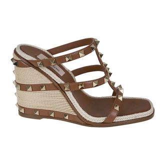 Valentino Garavani Wedges, female, Brown, Size: 7 US Rockstud Wedge Slide