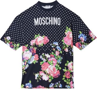 Moschino Dots And Roses T-Shirt Dress - Dames - T-shirts - Veelkleurig - M - Katoen - Tops
