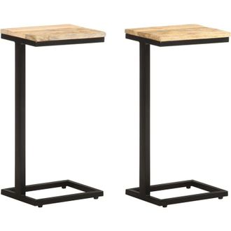 vidaXL Mesitas Auxiliares 2 Uds Madera Mango Rugosa 31,5x24,5x64,5 Cm Vidaxl