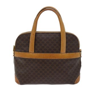 Celine Macadam Handbag Macadam With Leather Brown Canvas Handbag (Pre-Owned)