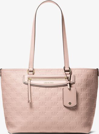 Michael Kors Jet Set Travel Medium Logo Embossed Leather Tote Bag
