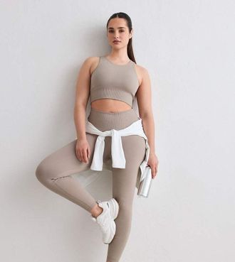 Aim'n Petite - Dark Clay - Leggings a coste senza cuciture color argilla scuro-Neutro
