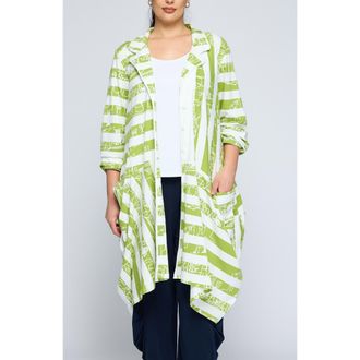 Luukaa D'Celli Vespera Striped Voluminous Jacket in Lime at Nordstrom, Size 14