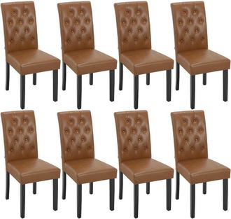 Woltu Woltu 8 Sillas De Comedor De Piel Sint&eacute;tica Con Patas De Madera, Dise&ntilde;o Moderno, Marr&oacute;n