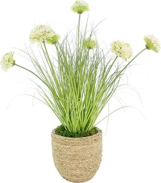 Creative Displays Inc. Handmade Faux Dahlias & Grass In Strawgrass Pot