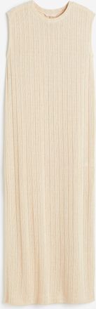 H&M Geripptes Strickkleid - Beige