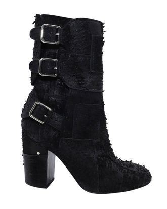 Laurence Dacade Merli Ankle Booths in Black Distressed Calfskin Leather