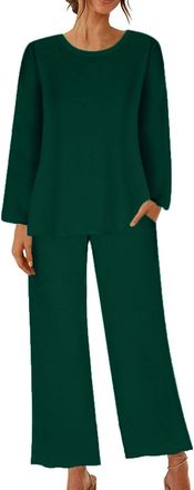 Generic Womens Pajamas Sleepwear Casual Home Wear Two Piece Silky Pajama Women (Green, XXL)