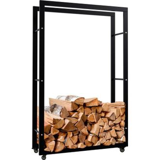 Clp Soporte Para Le&ntilde;a Keri Con Ruedas Negro 25x80x125 Cm