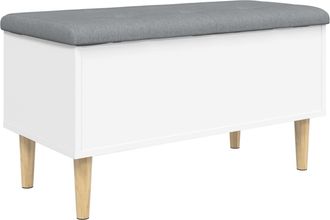 vidaXL Vidaxl - Banco Con Almacenaje Madera De Ingenier&iacute;a Blanco 82x42x46 Cm