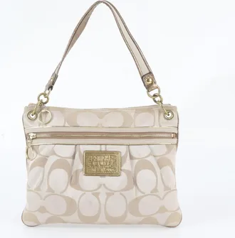 Coach Beige Gold Handbag Shoulder Bag Tote Bag (Pre-Owned)