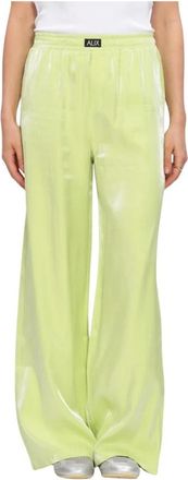 ALIX The Label Woven Shine Wide Leg Pants - Dames - Wijde Broeken - Groen - XL - Polyester - Broeken