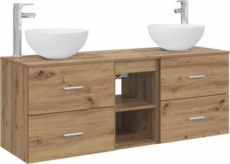 vidaXL Juego De Muebles De Ba&ntilde;o 3 Uds. Roble Artisan 49,5 X 35 X 63 Cm Vidaxl