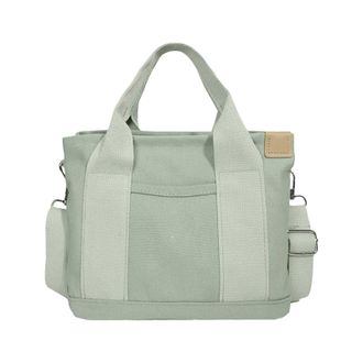 Generic Small Solid Bag Cute Canvas Bag Fashionable Convenience Bag Temperament Handbag Portable Storage Bag Shoulder Handbag with Multiple Compartments (Gree