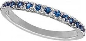 Allurez Blue Sapphire Stackable Ring Anniversary Band in Palladium (0.37ct)