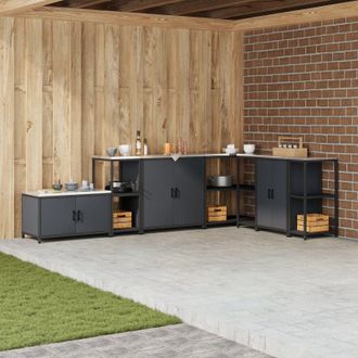 Berkfield Home Kitchen Storage Shelf with Storage Anthracite Steel