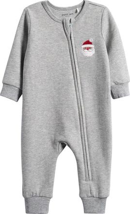 Petit Lem Santa Baby Stretch Organic Cotton Fitted One-Piece Pajamas in Mhg-Med Hthr Grey at Nordstrom, Size Newborn