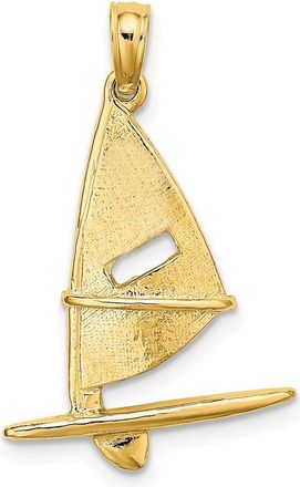 Diamond2Deal 10k Yellow Gold 3-D Textured Windsail Surfing Board Charm