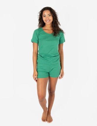 Leveret Womens Short Cotton Solid Pajama Set in Green at Nordstrom, Size X-Small