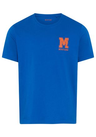 Mustang Rundhalsshirt MUSTANG Alex Logo Brust, Herren, Gr. XXL, nautical blau, Jersey, Obermaterial: 100% Baumwolle, bedruckt, normal h&uuml;ftbedeckend, Rundhals,