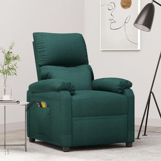 vidaXL Sill&oacute;n De Masaje El&eacute;ctrico Tela Verde Oscuro Vidaxl