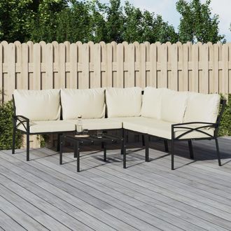 vidaXL Juego De Muebles De Jard&iacute;n 6 Piezas Acero Y Cojines Color Arena Vidaxl