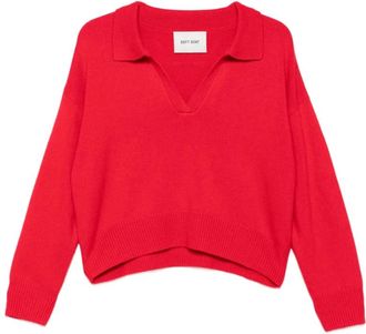 Soft Goat Truien & Vesten, Dames, Rood, S, Wol, Trui met polokraag en V-hals