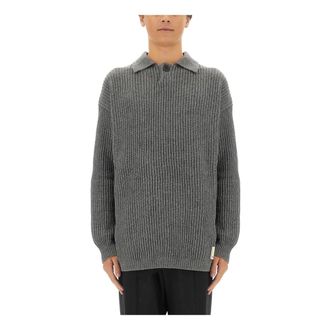 Emporio Armani Round-neck Knitwear, male, Gray, Size: XL Sweater