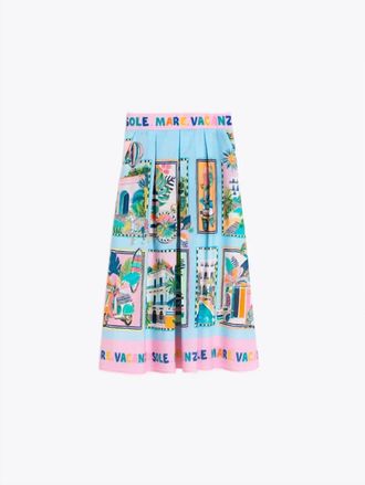Vilagallo Womens Holiday Print Skirt In Blue