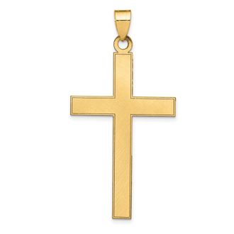 Diamond2Deal 14k Yellow Gold Florentine Satin Cross Pendant