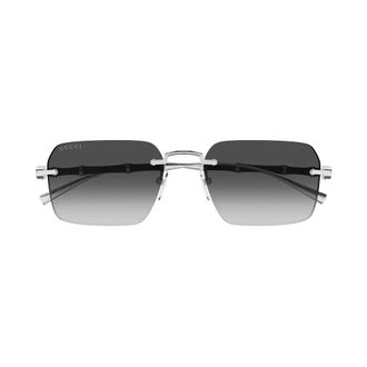 Gucci Frameloze Rechthoekige Zonnebril - Heren - Accessoires - Zwart - Maat: 56 MM
