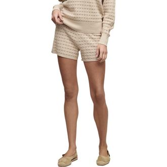 Barefoot Dreams Heathered Cotton Tulip Pointelle Lounge Shorts in Heather Stone at Nordstrom, Size X-Small