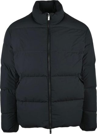 Emporio Armani Jassen, Heren, Zwart, L, Leer, Donsjack