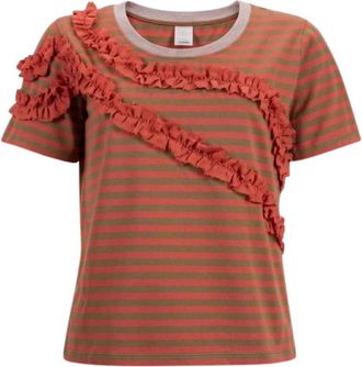 Pinko Delicaat T-shirt - Dames - T-shirts - Bruin - S - Katoen - Tops