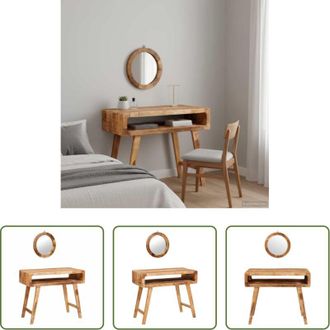 vidaXL Tavolo da trucco marrone - Tavolo da Trucco con specchio Marrone Legno di mango massello