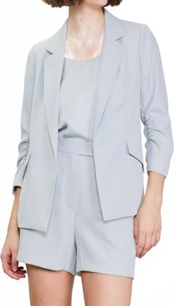 Skies Are Blue Clothing Shirred Sleeve Blazer In Dove Grey