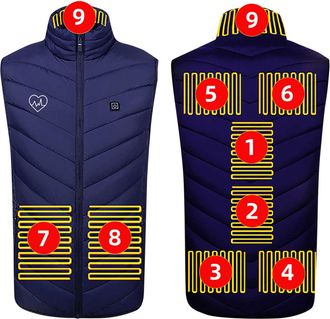 Generic Heated Gilet for Men and Women Heated Fleece Christmas Gilets Slim Fit Thermal Body Warmer Heating Xmas Vests Zip Pocket Padded Jacket Unisex Festive 
