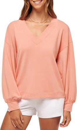 Travis Mathew Cloud French Terry Pullover Sweatshirt in Heather Canyon Sunse at Nordstrom Rack, Size X-Small