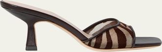 Loeffler Randall 70mm Zebra-Printed Mesh Mule Sandals