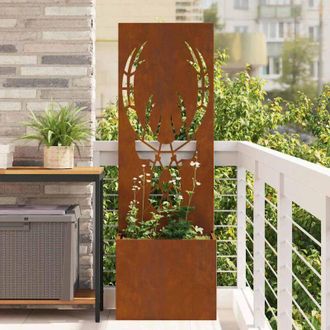 vidaXL Macetero De Jard&iacute;n Con Panel Decorativo Oxidado 50 X 140 Cm Vidaxl