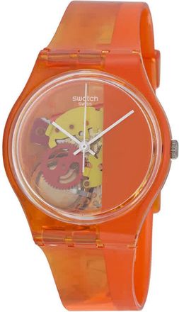 Swatch Bloody Orange Skeleton Dial Orange Plastic Unisex Watch GO116