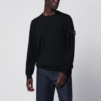 Stone Island Maglione girocollo nero in lana