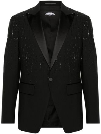 Dsquared2 Raindrops L.A. crystal-embellished blazer - men - Virgin Wool/Polyester/Spandex/Elastane/Acetate/Silk/Polyester/Cotton/glass - 50 - Black